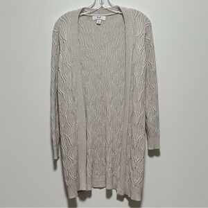 MAGASCHONI Cozy Longline ribbed hem cable-knit Open front Shrug cardigan sweater